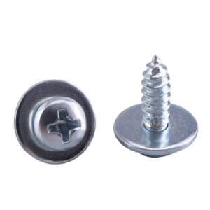 Cross recessed pan head tapping screw with captive plain washer